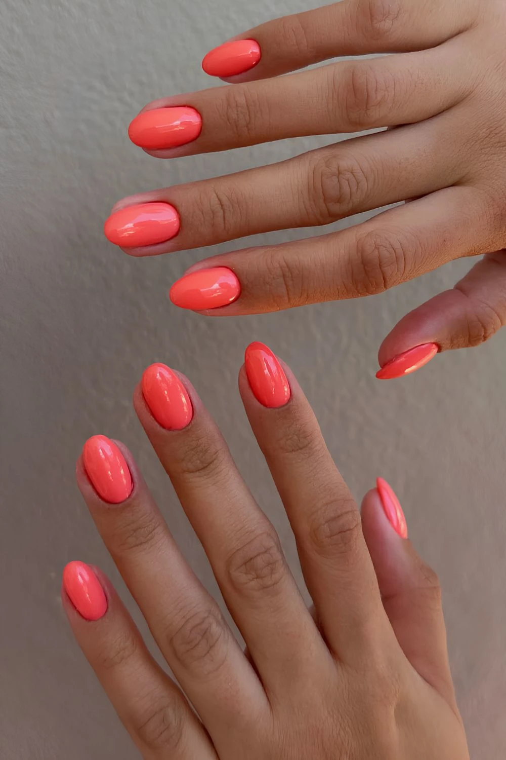 Solid coral orange nails