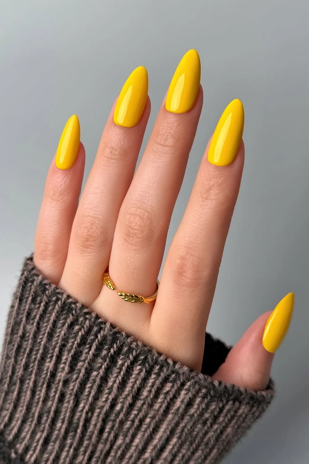 Solid lemon yellow nails