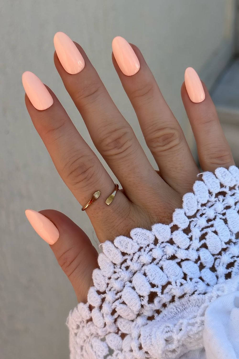 Solid pastel peach nails