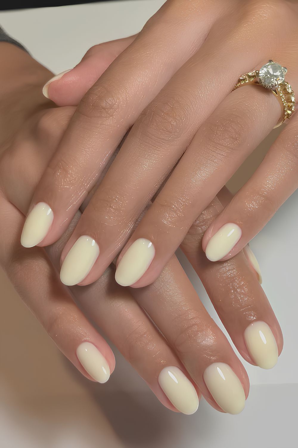 Solid pastel yellow manicure