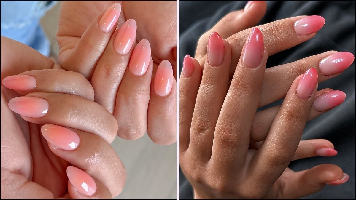 A collage of sorbet inspired nail designs