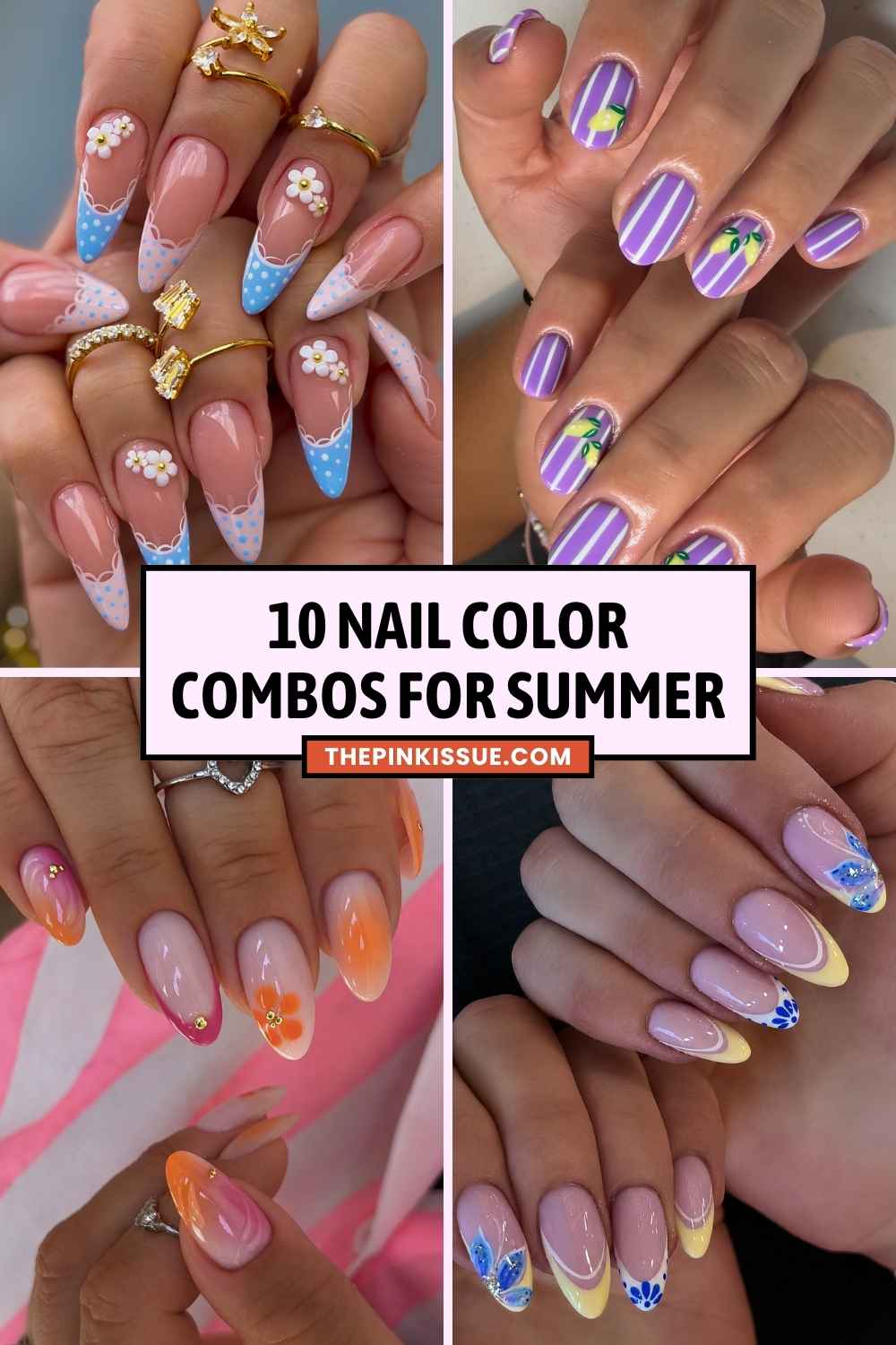 Summer nail color combinations Pinterest