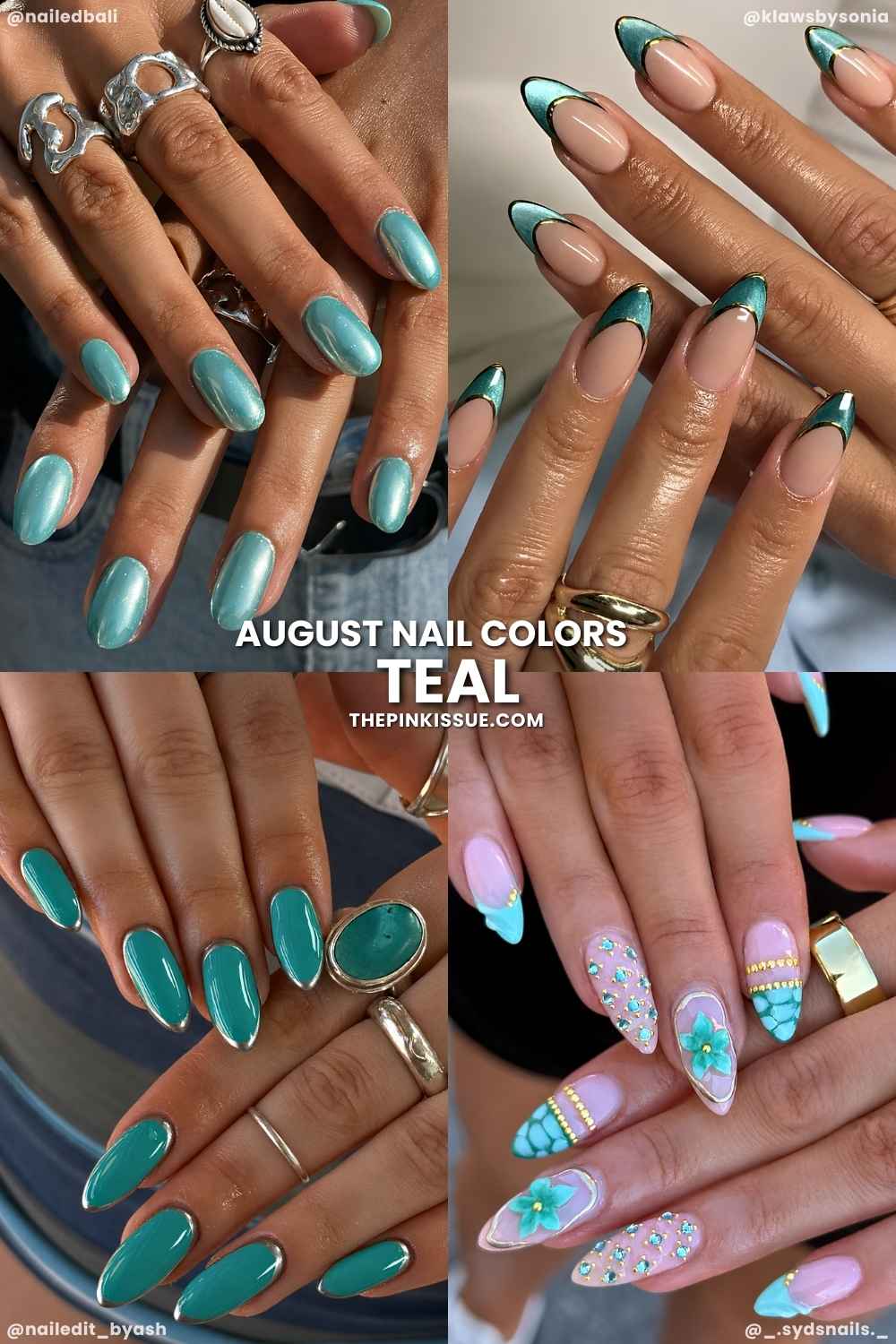 Teal August nail designs