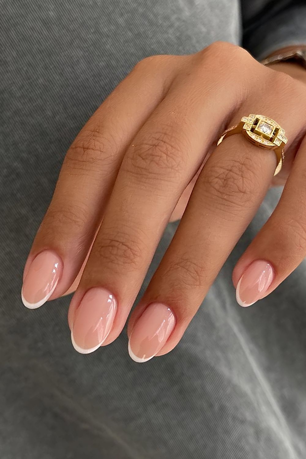White micro French tip nails