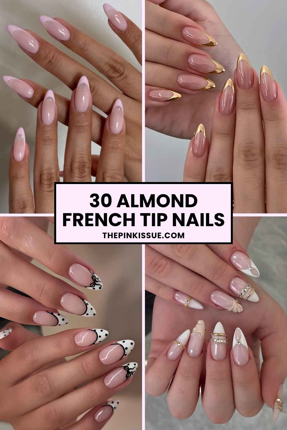 Almond French tip nail inspo