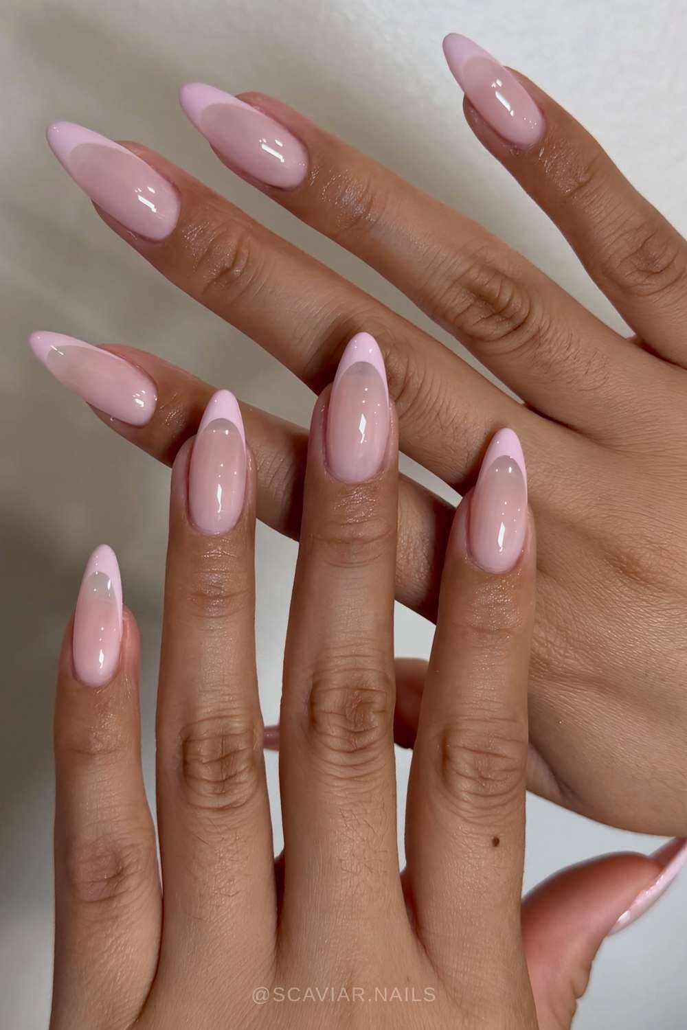 Almond light pink French mani