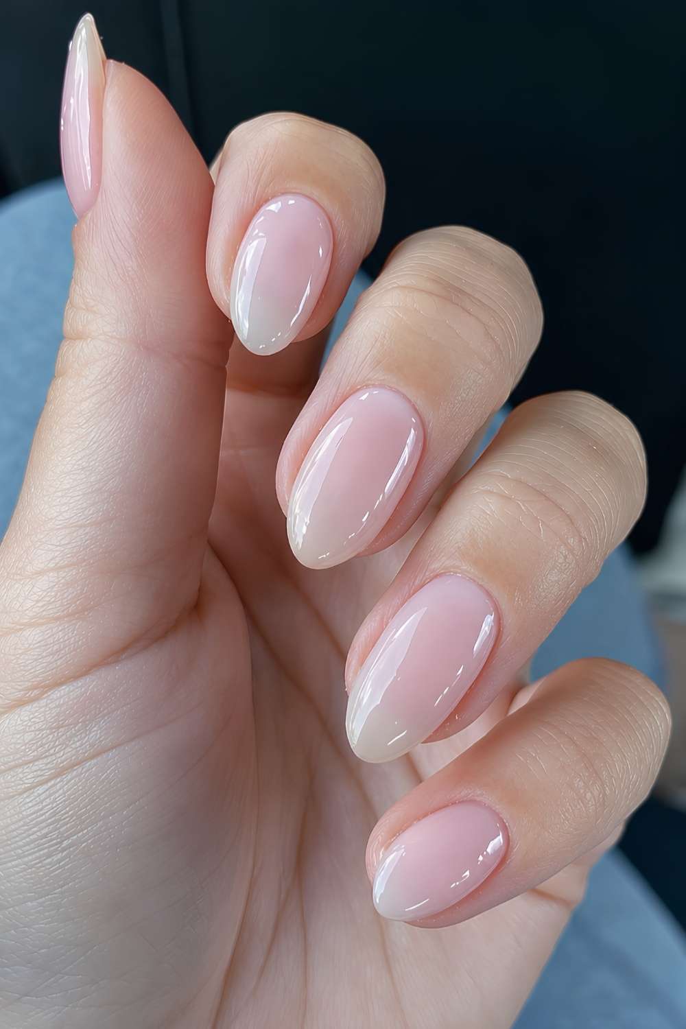 Almond neutral pink sheer nails