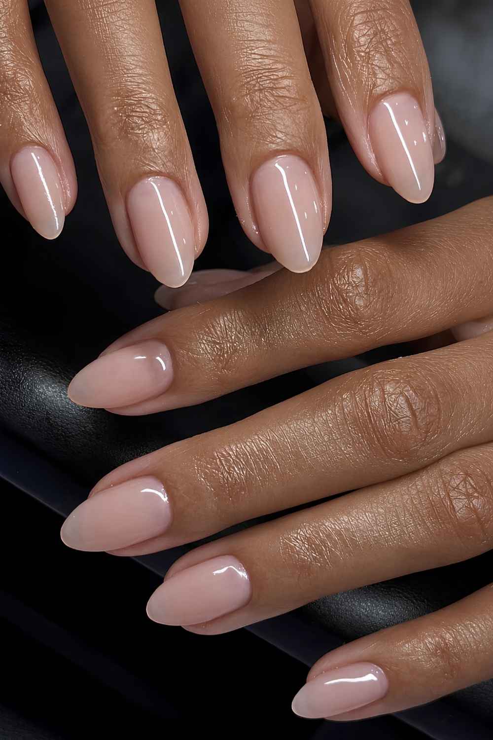 Almond sheer and glossy mani
