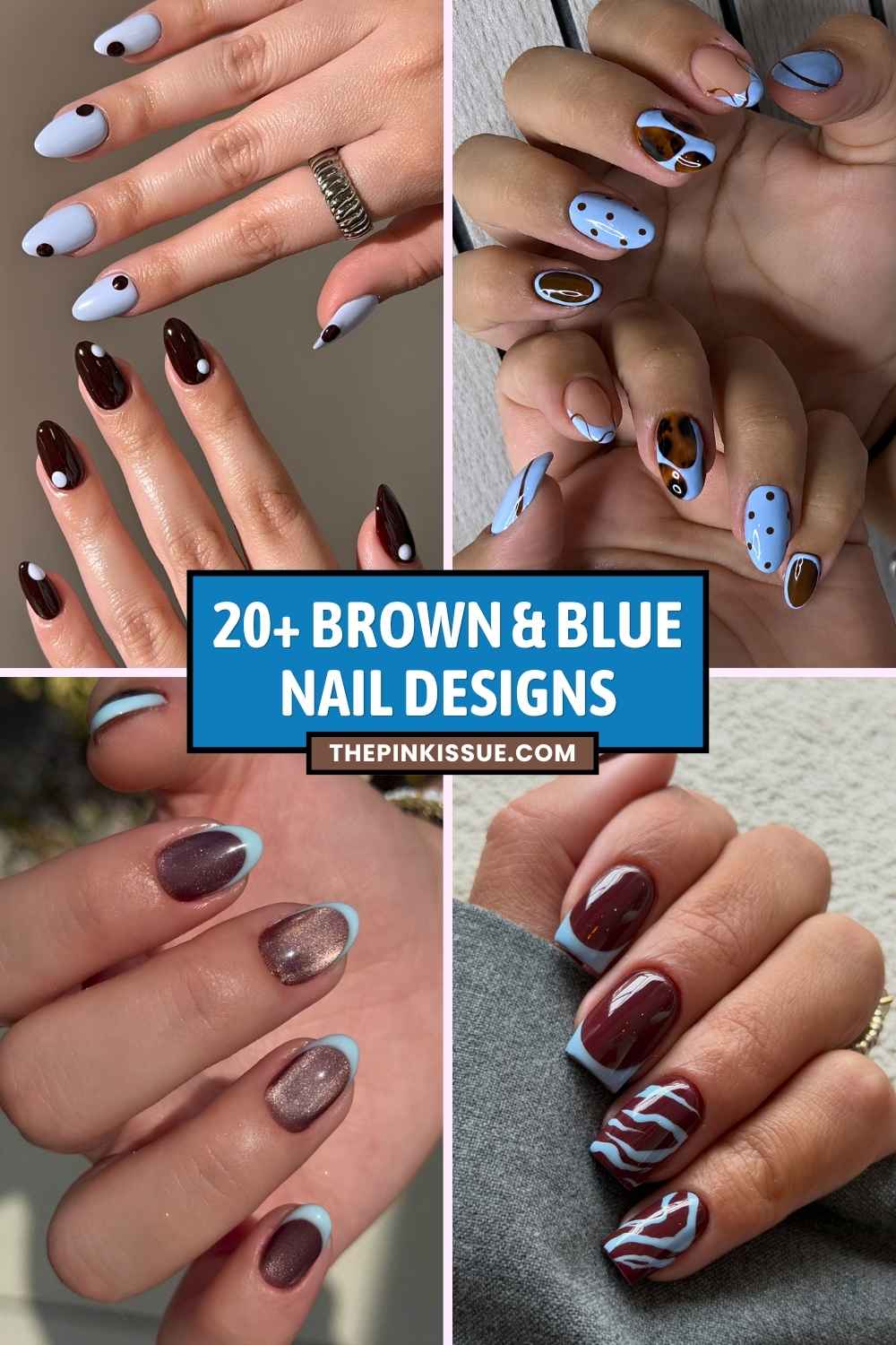 Brown and blue nail ideas Pinterest