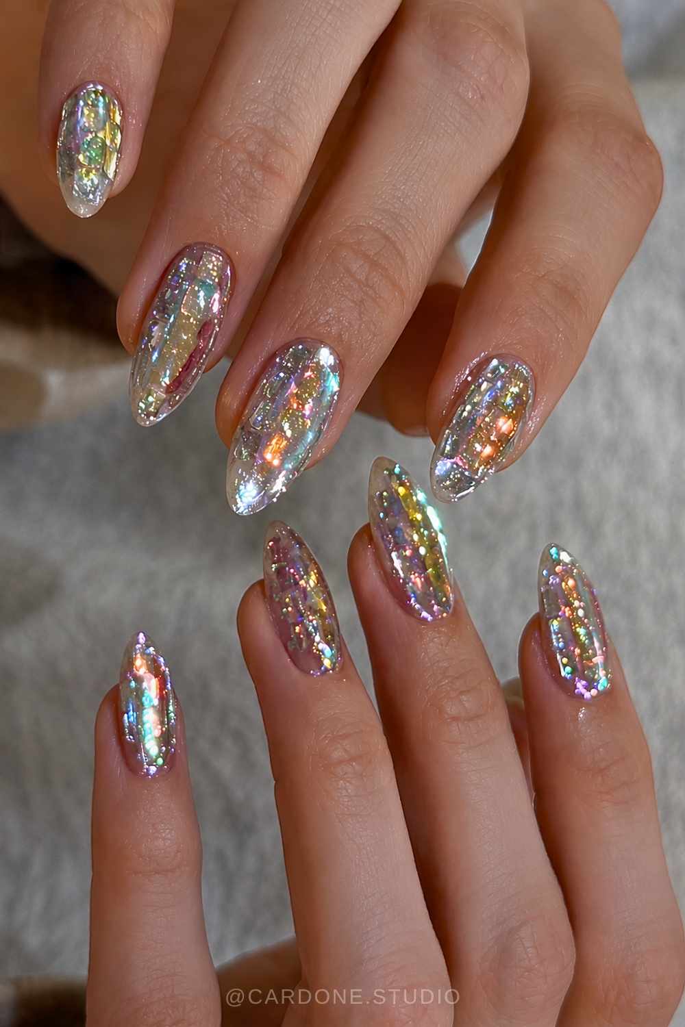 Colorful nails with metalic holo sequins