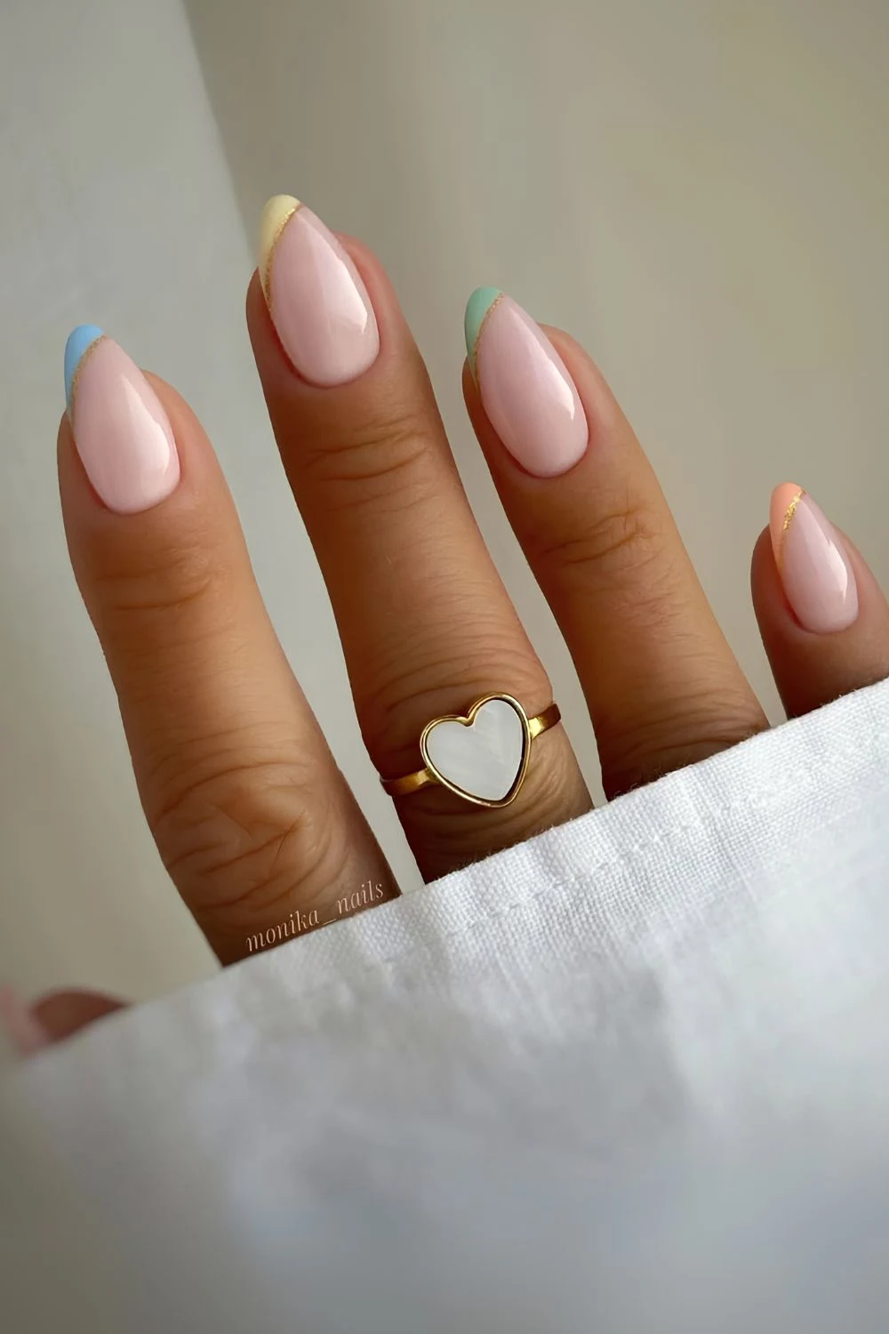 Colorful pastel side French tip nails