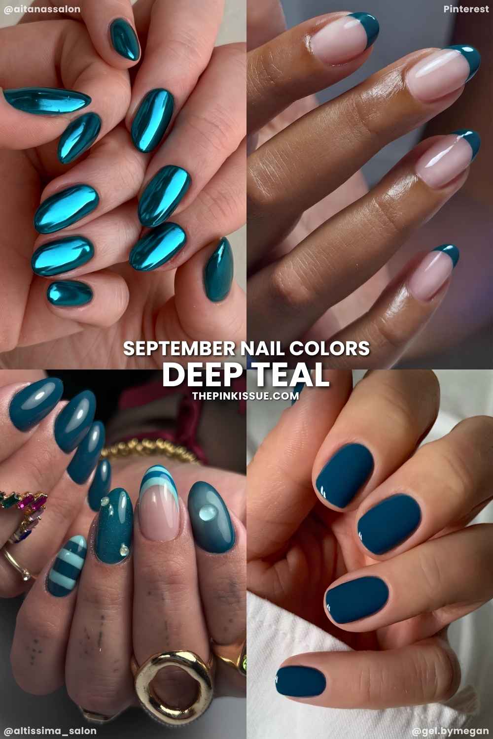 Deep teal September manicures