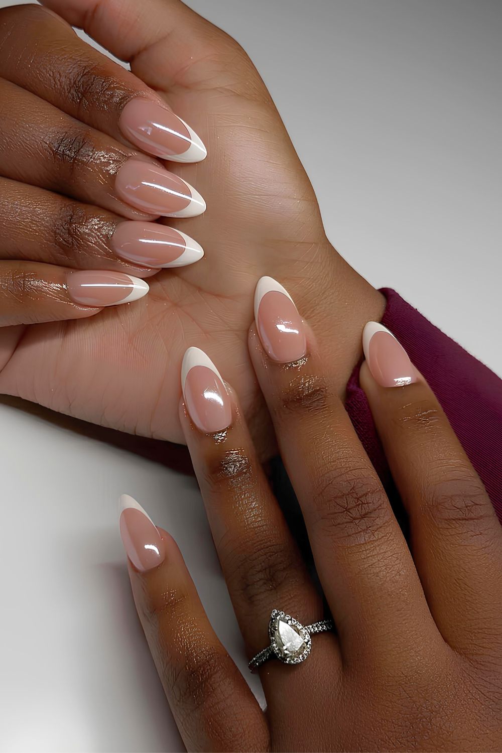 Glazed white French mani