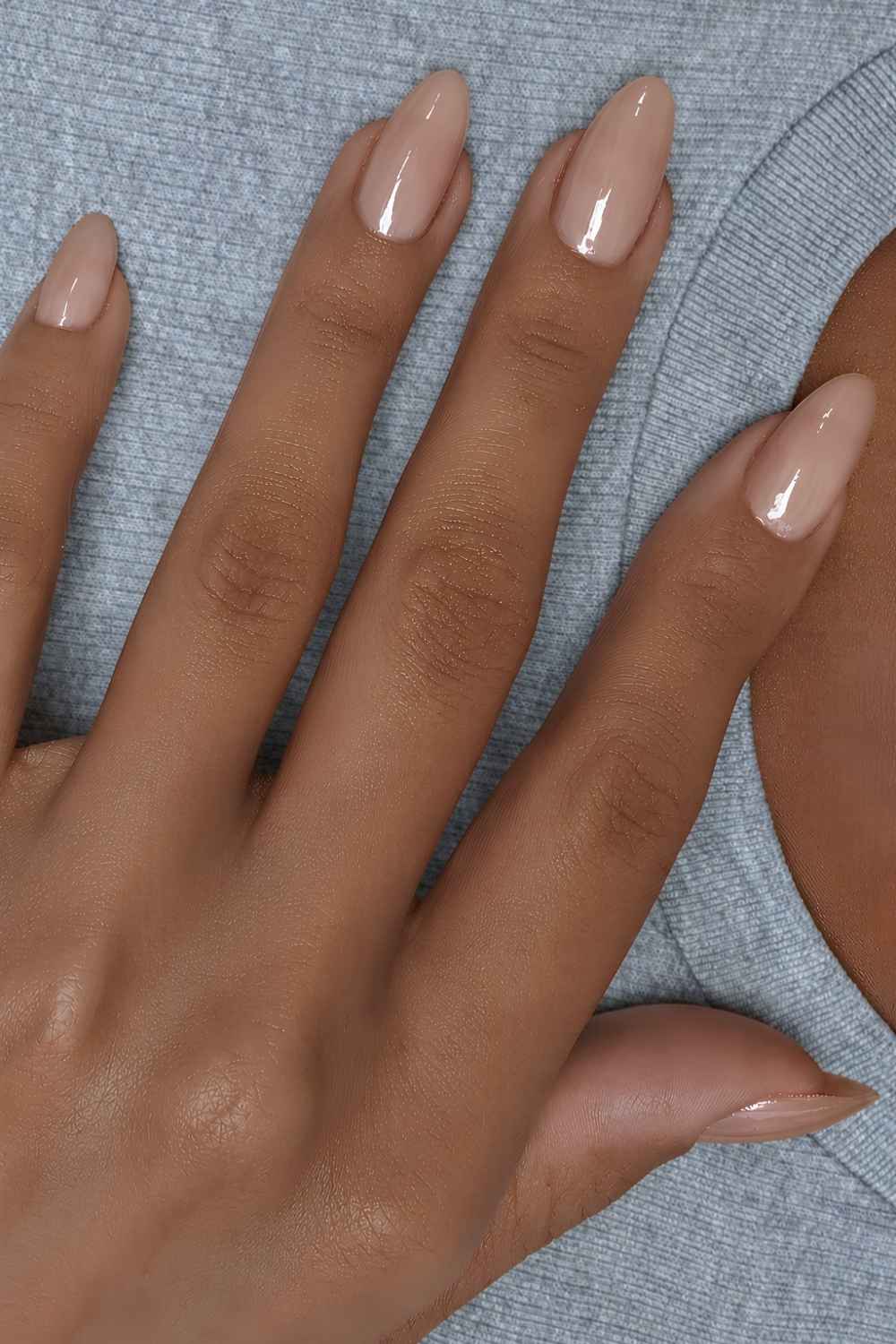 Milky neutral almond nails