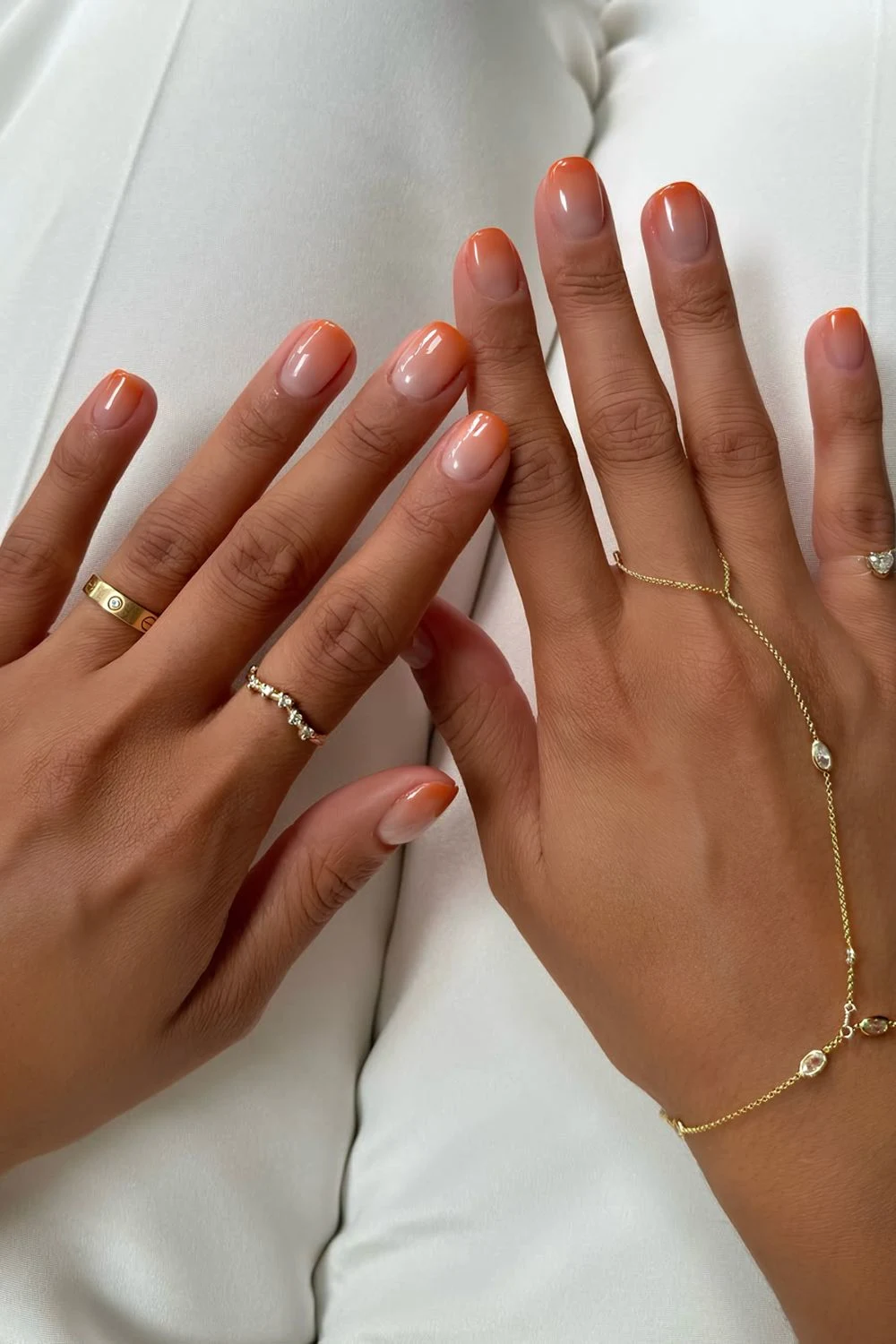 Orange ombre French tip nails