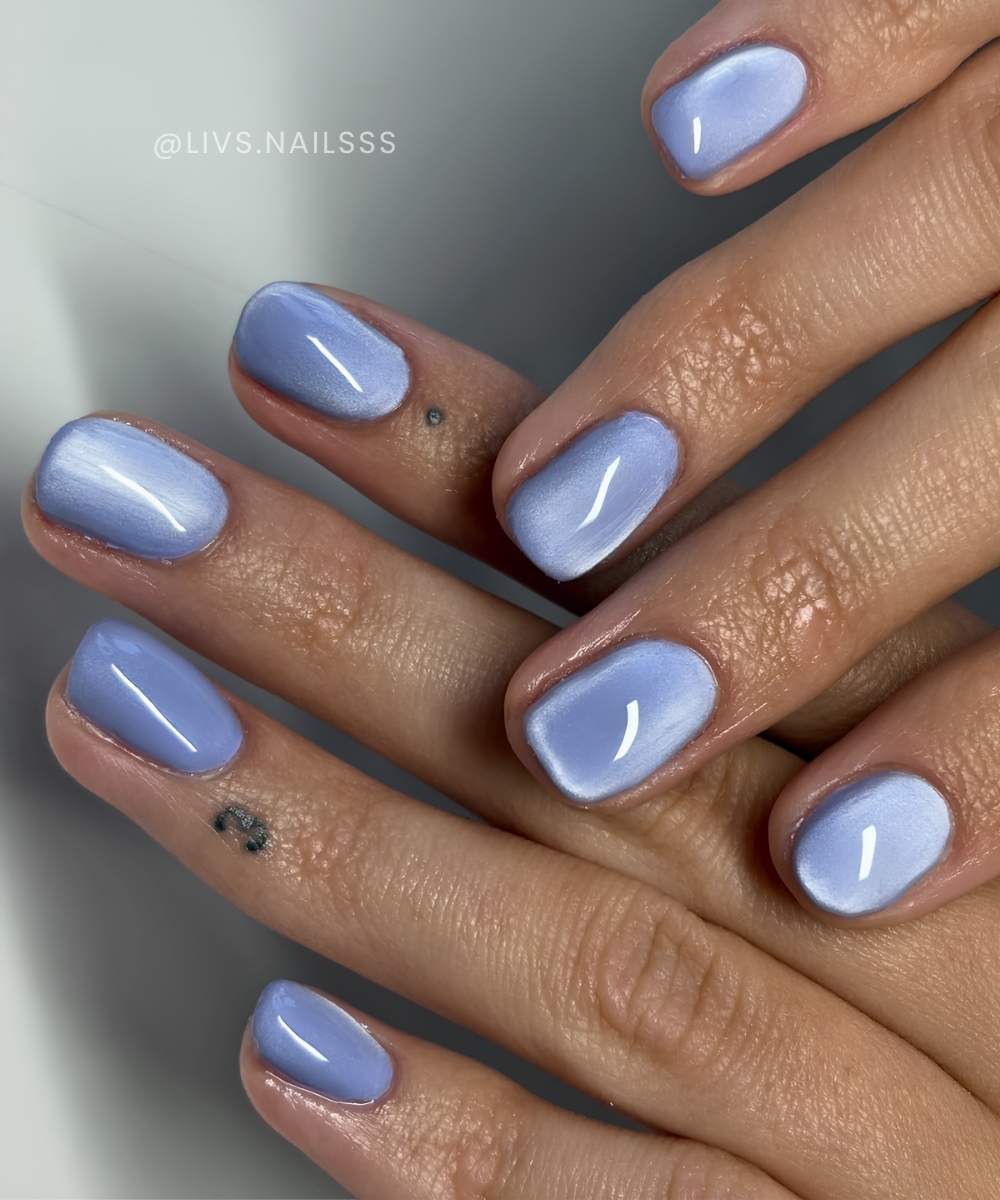 Periwinkle cat eye manicure