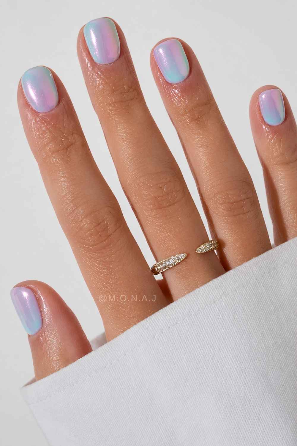 Pink and purple unicorn chrome nails