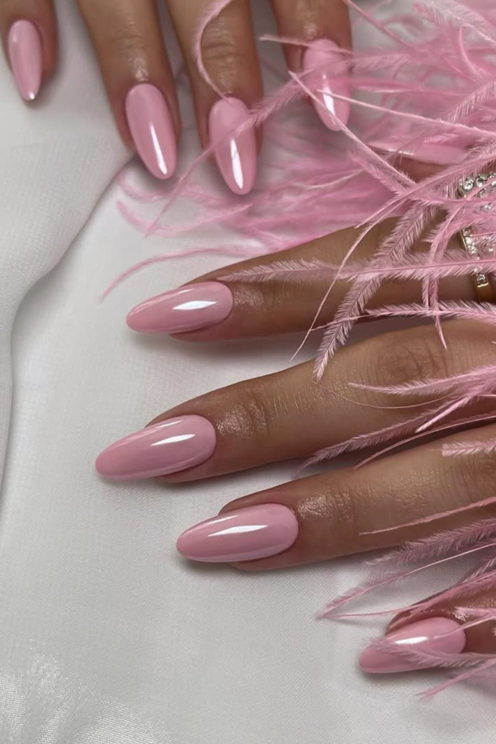 Pink chrome almond nails