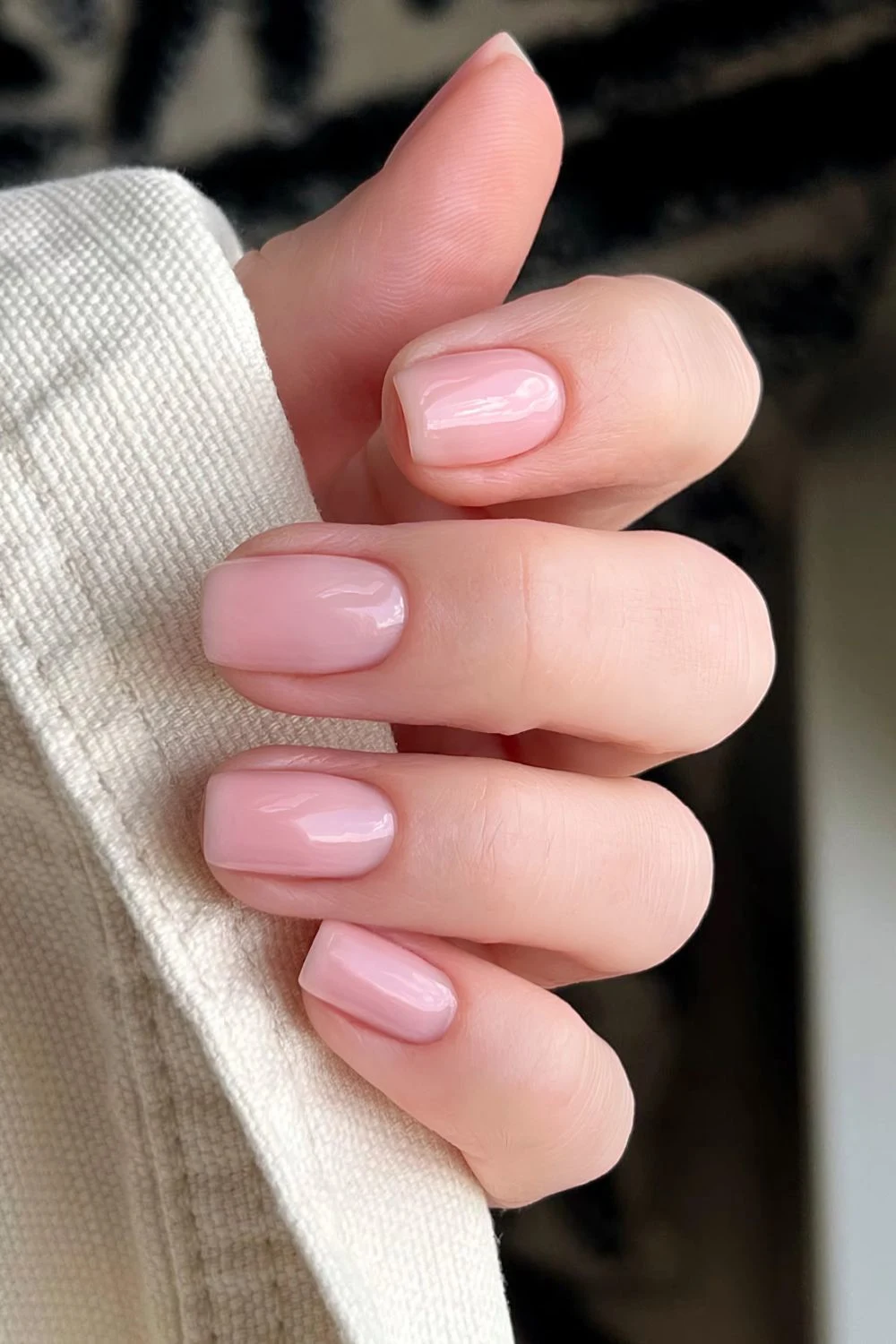 Sheer pink glossy mani