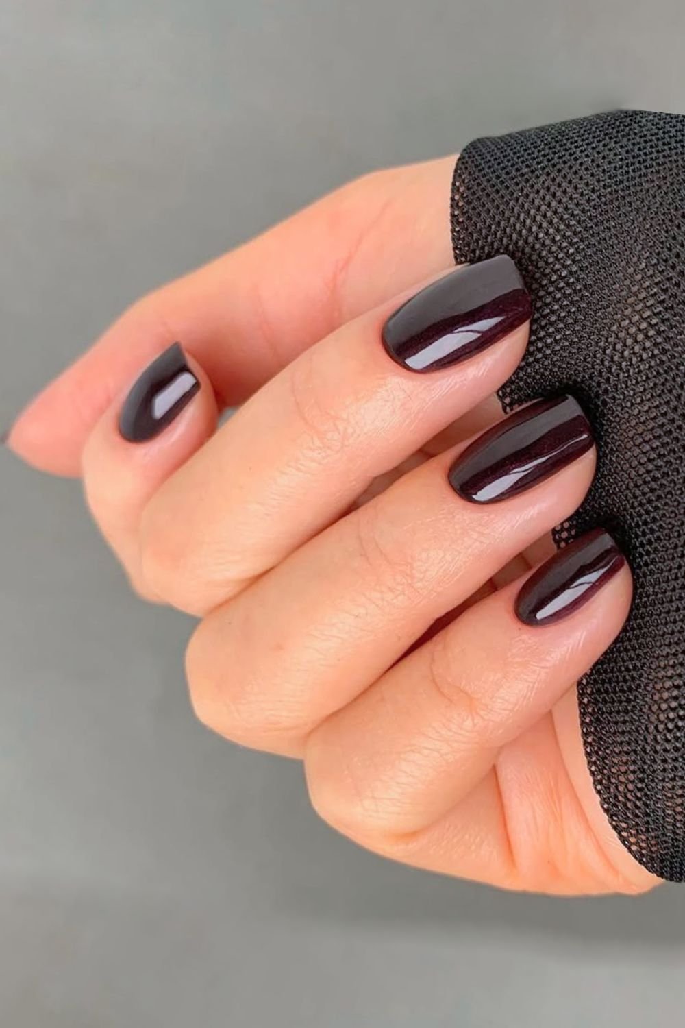 Short black cherry nails