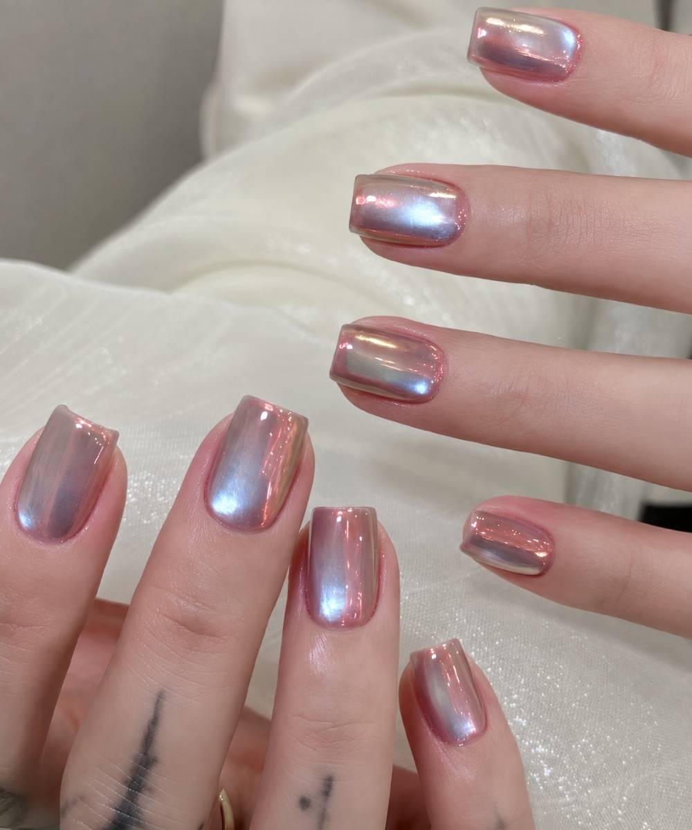 Short ice cat eye nails