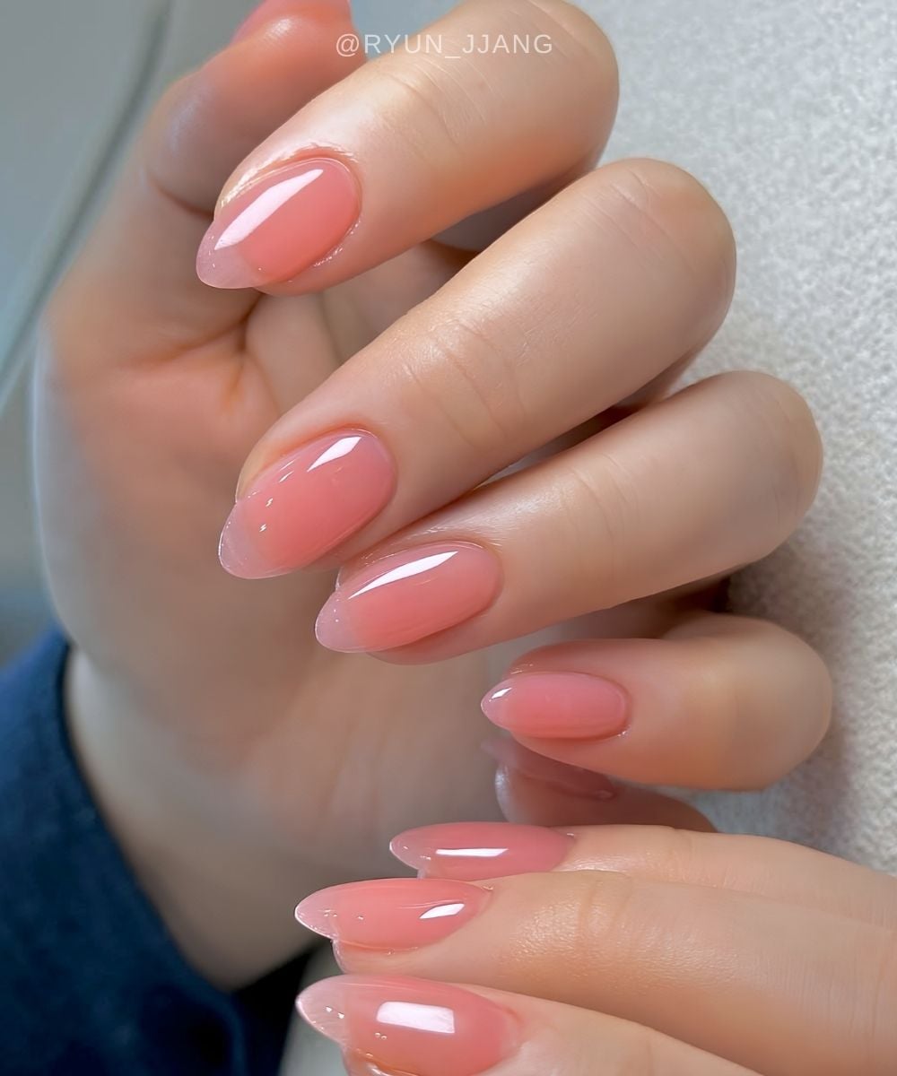 Watermelon pink jelly nails