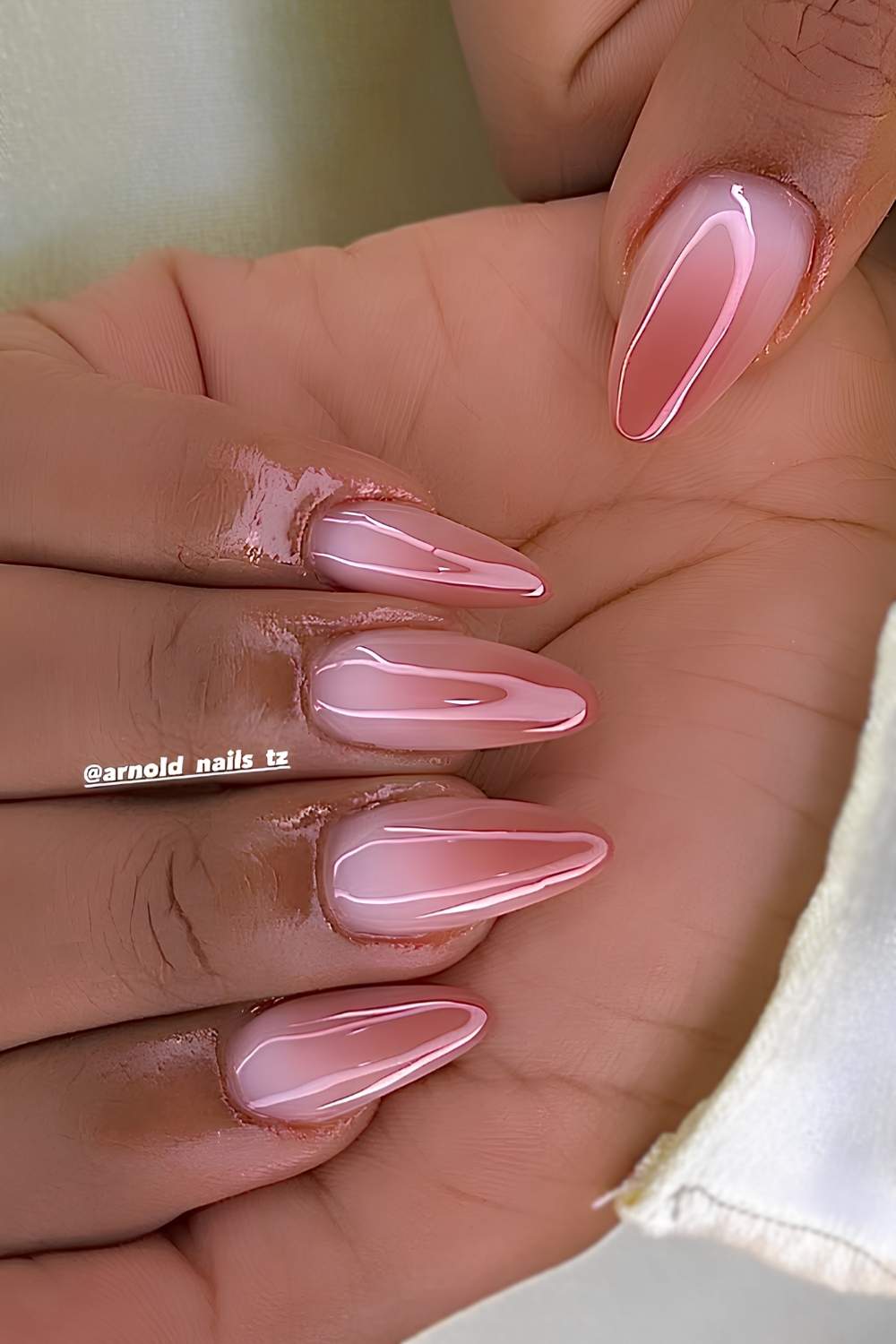 Almond burnt orange ombre mani