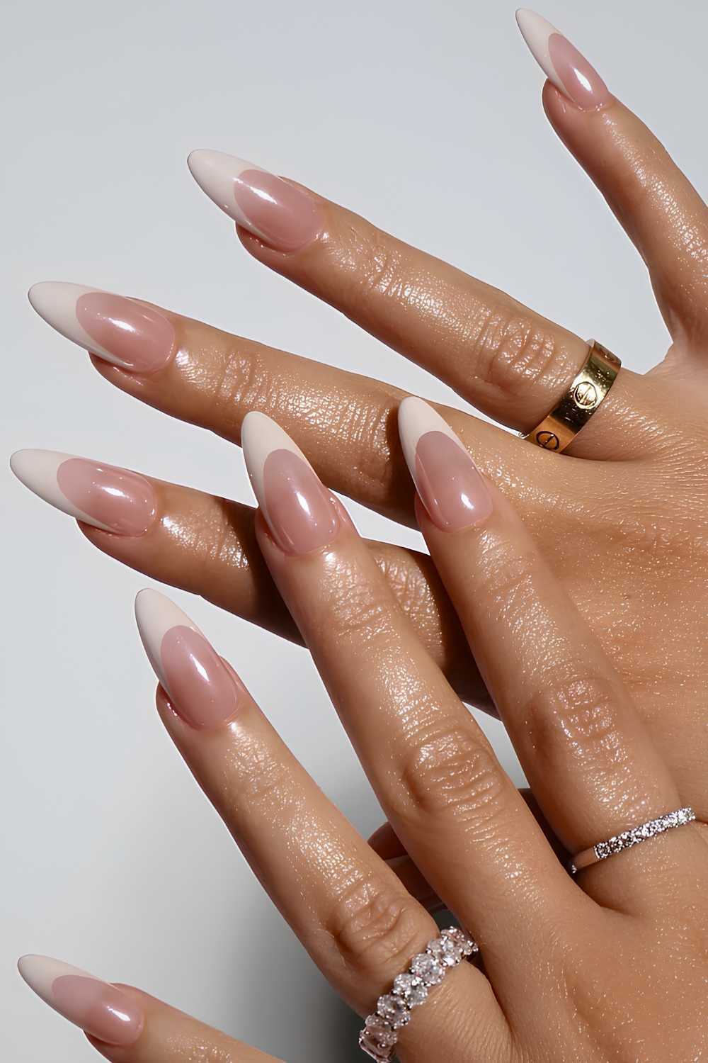 Almond off white deep french mani