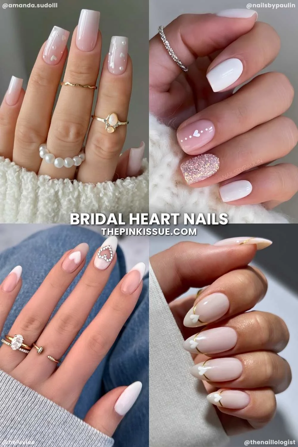 Bridal manicures with heart art