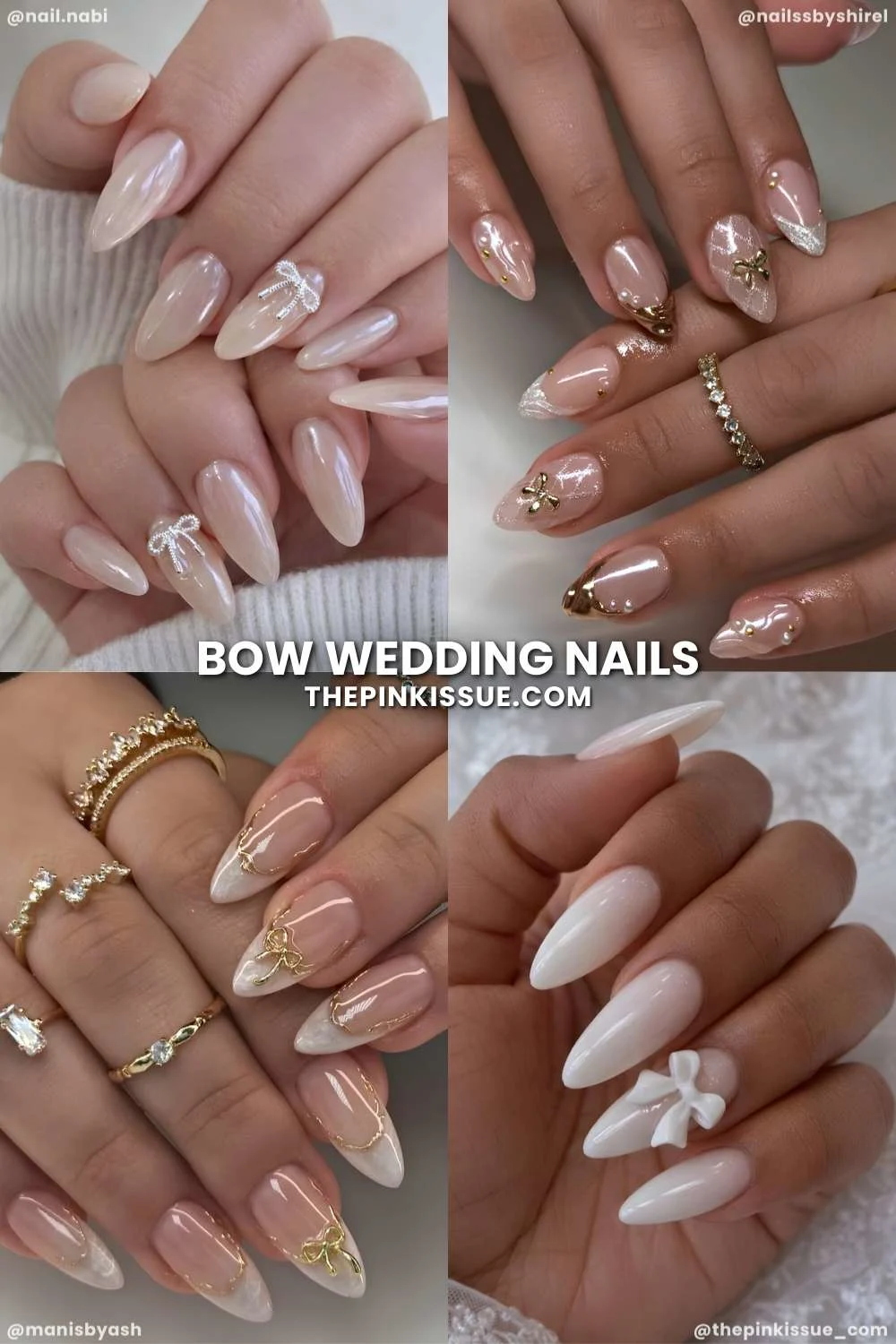 Bridal nail designs with bows
