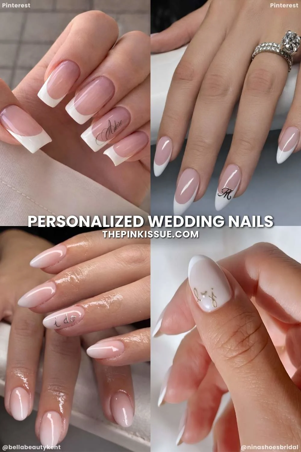 Bridal nails with personalized letters