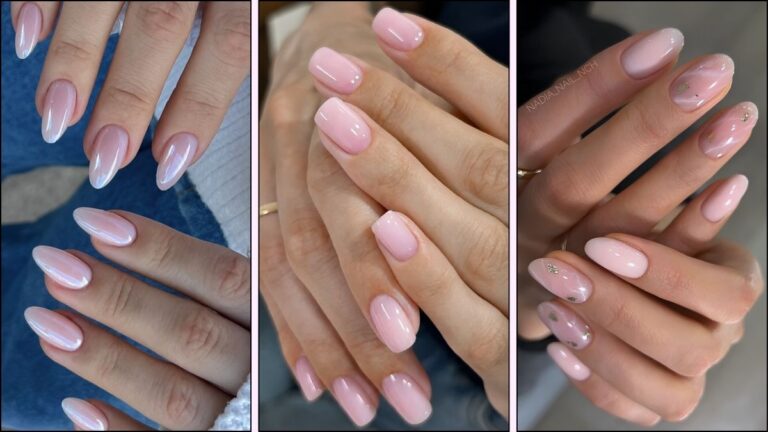 A collage of bubble bath nail designs