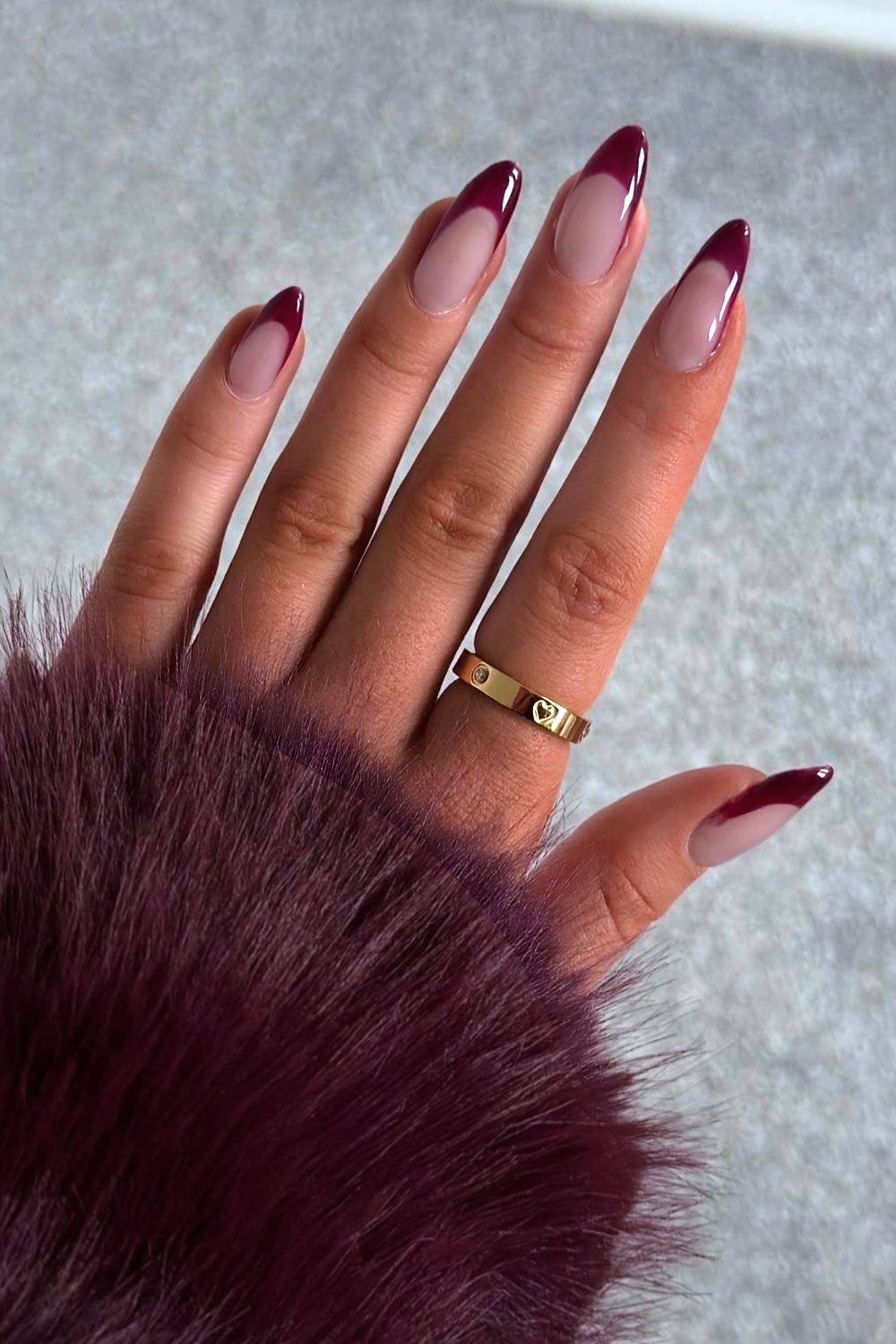 Burgundy French mani