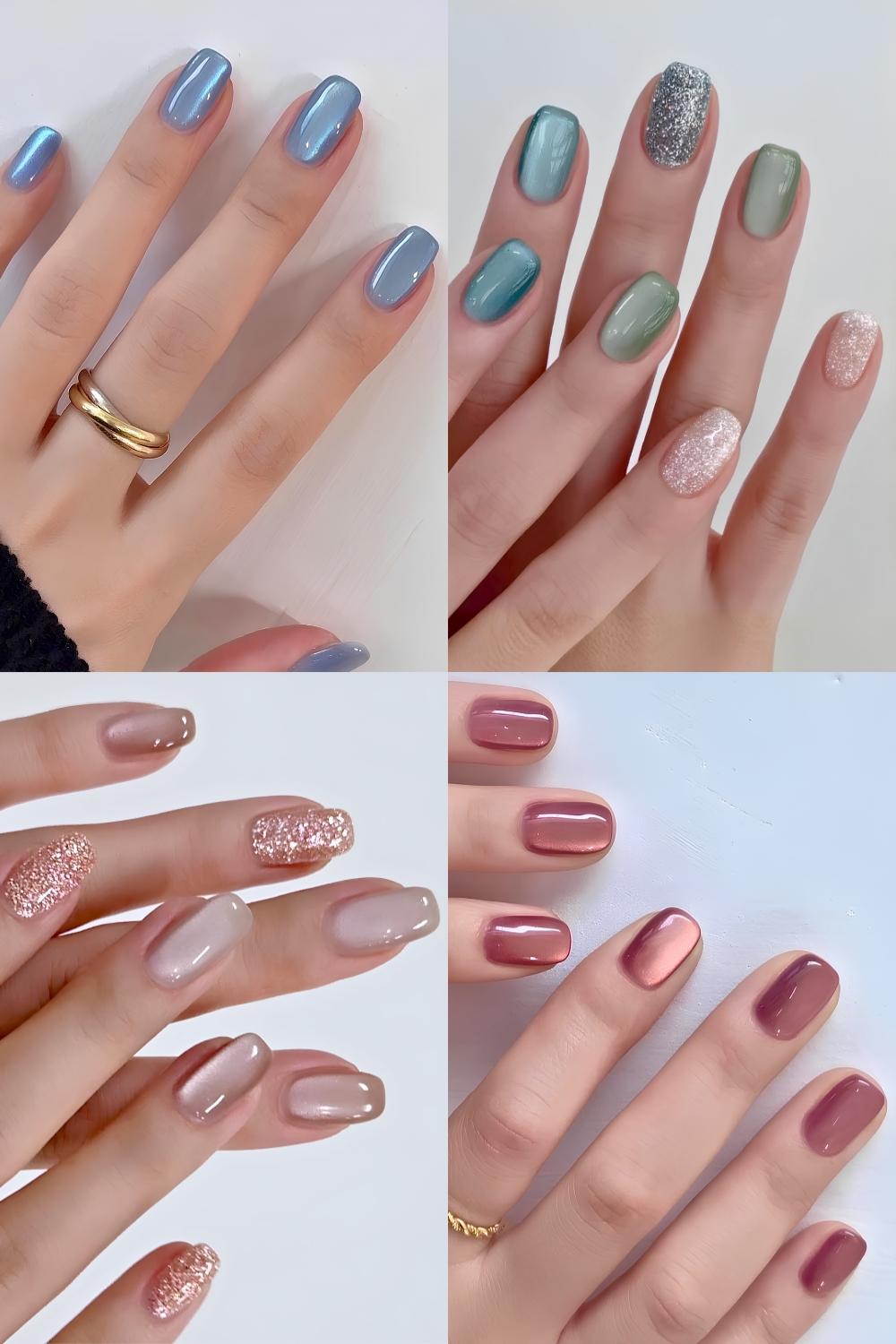 Collage of colorful glass nails