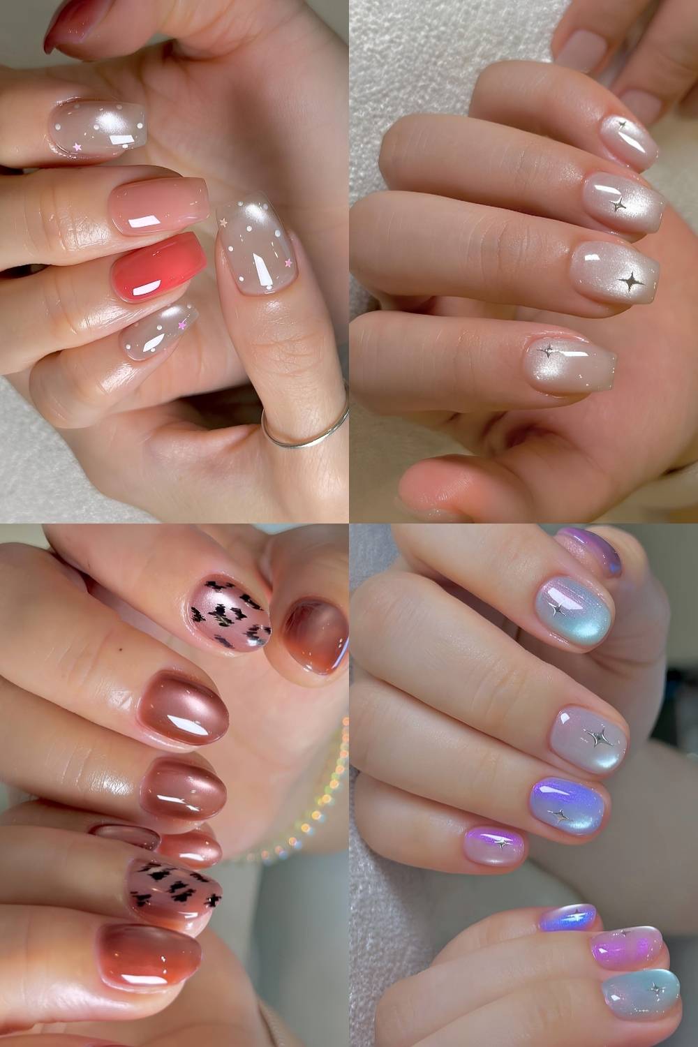 Collage of glass nails with accent art
