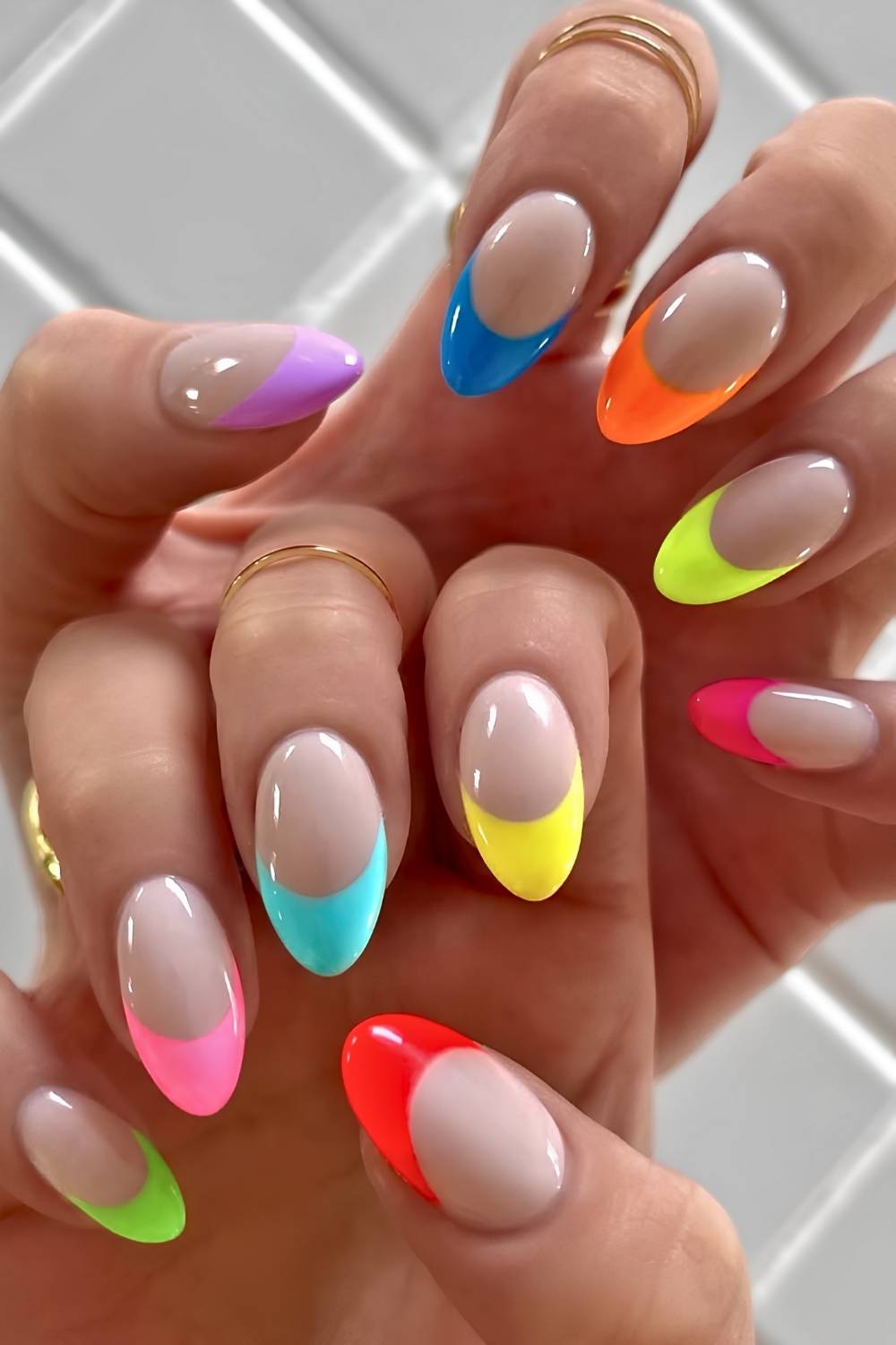 Colorful thick Frech manicure