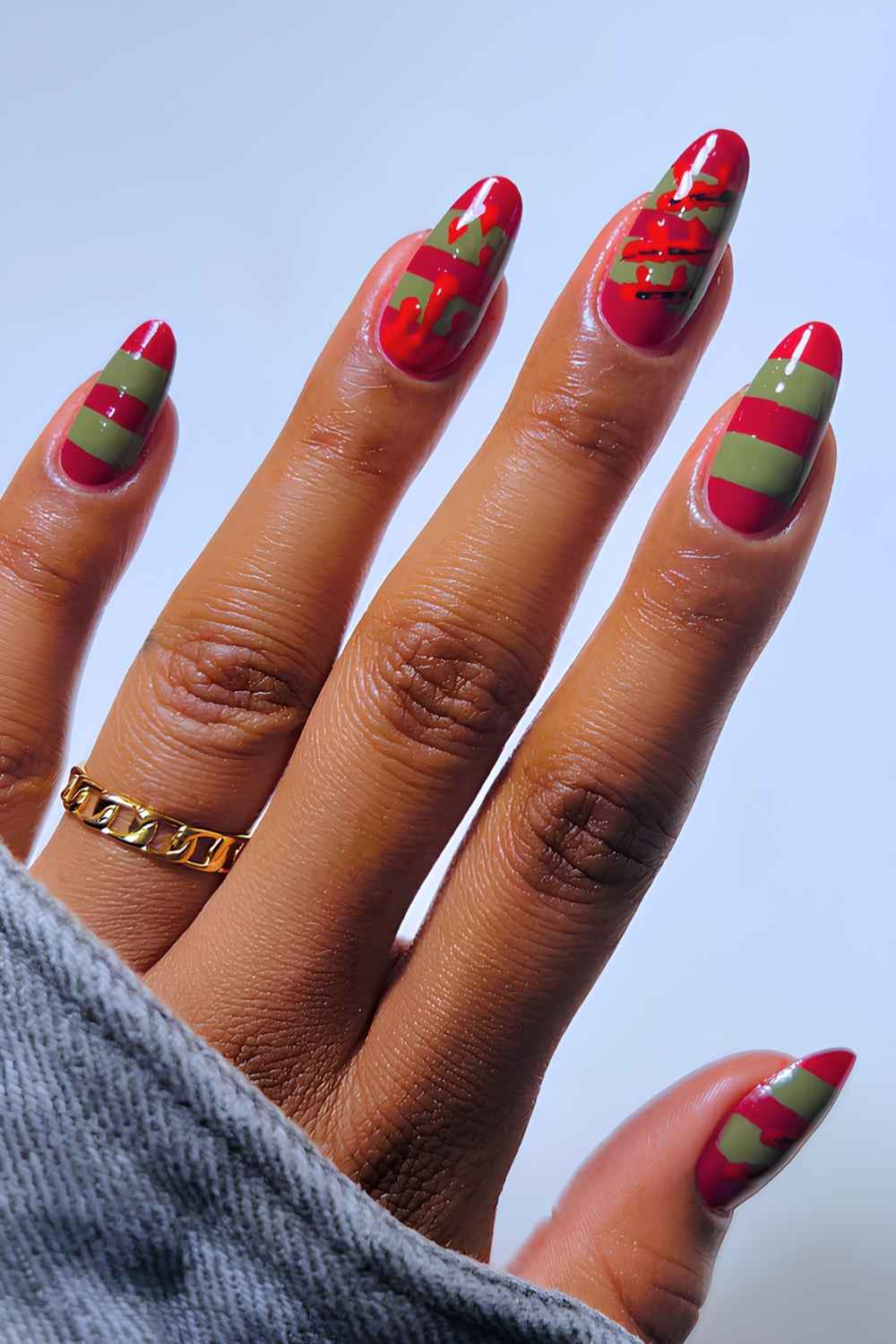 Freddy Krueger-inspired Halloween nails