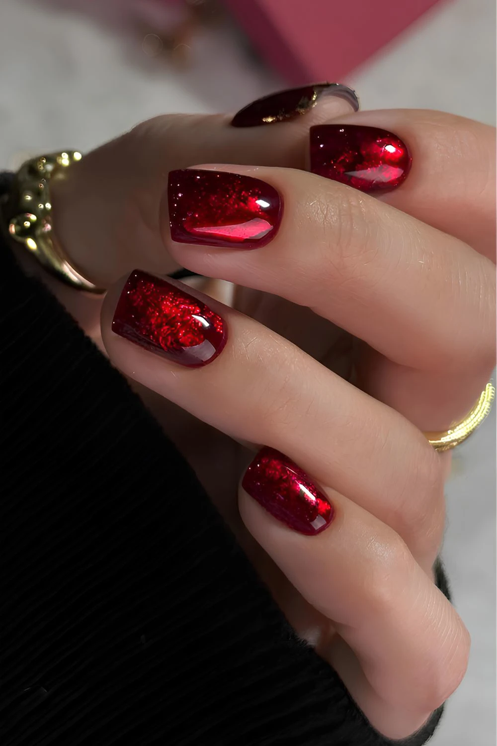Garnet-inspired red manicure