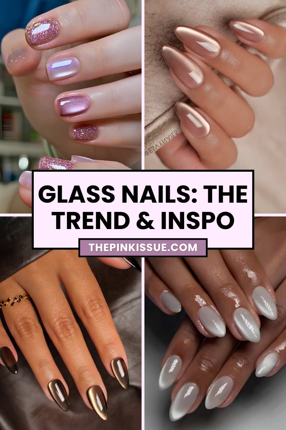Glass effect nail inspo Pinterest