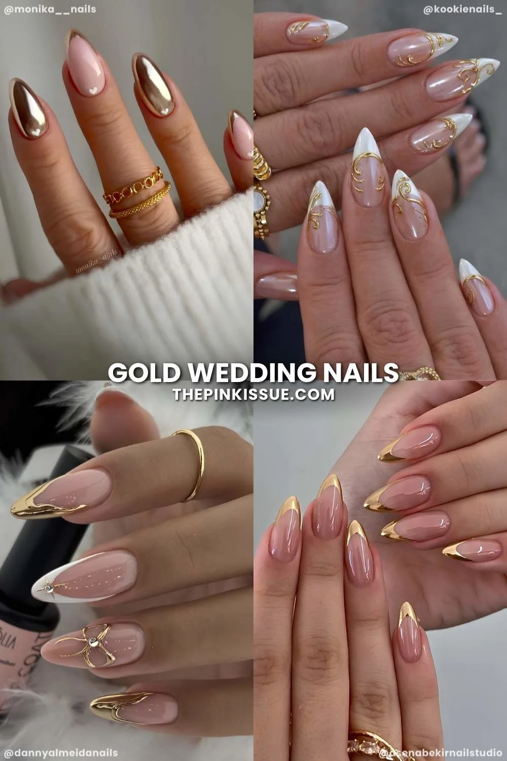 Gold bridal nail designs