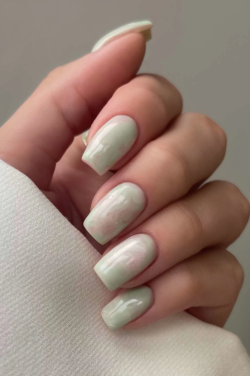 Light green marble nails