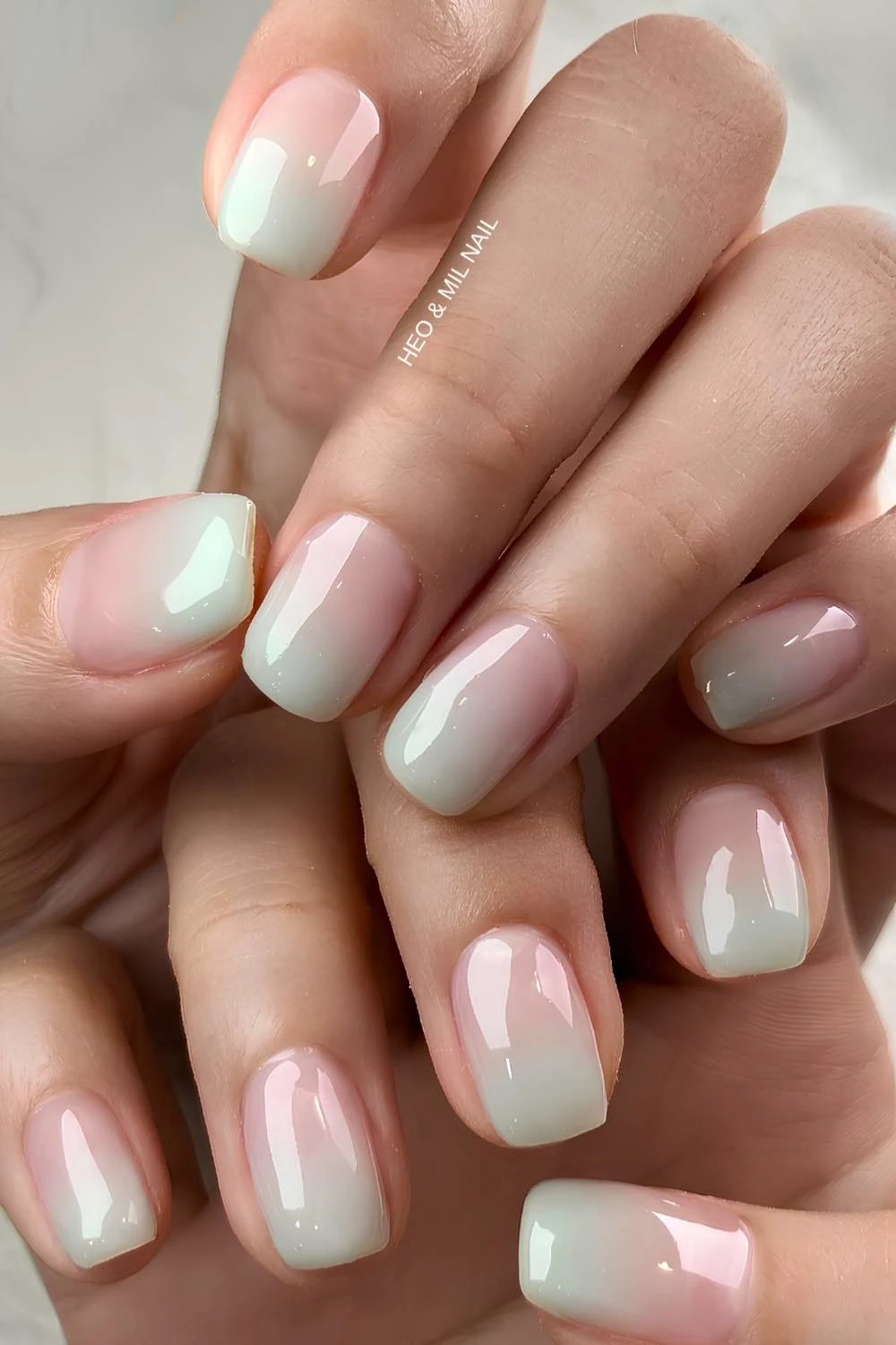Light green ombre manicure