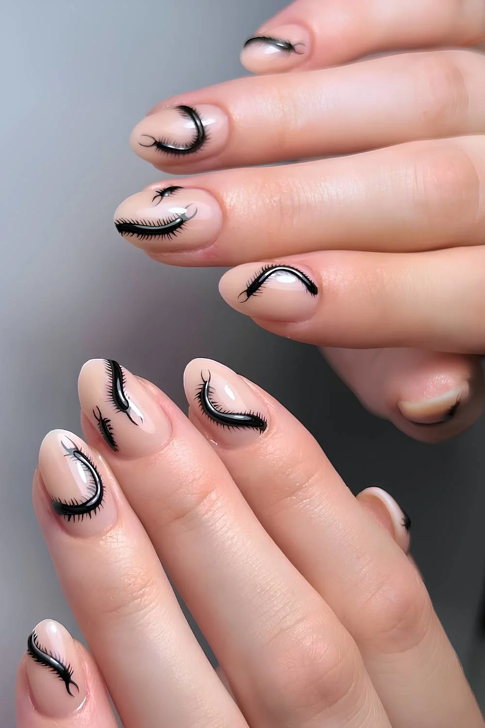 Milky nails with creepy crawlies art