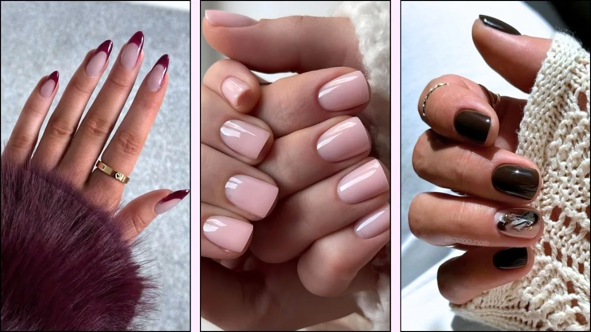 A collage of Millennial vs. Gen Z nail shape designs