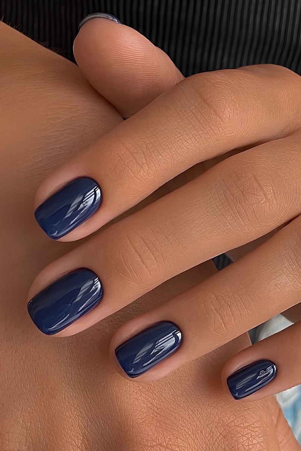 Navy blue squoval nails
