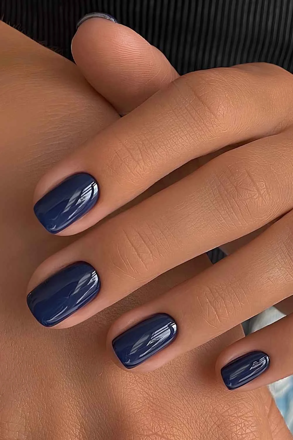 Navy blue squoval nails