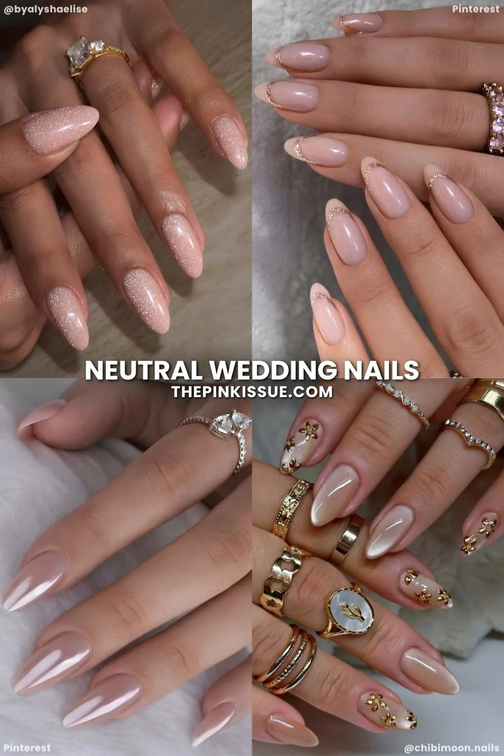 Neutral bridal nail art