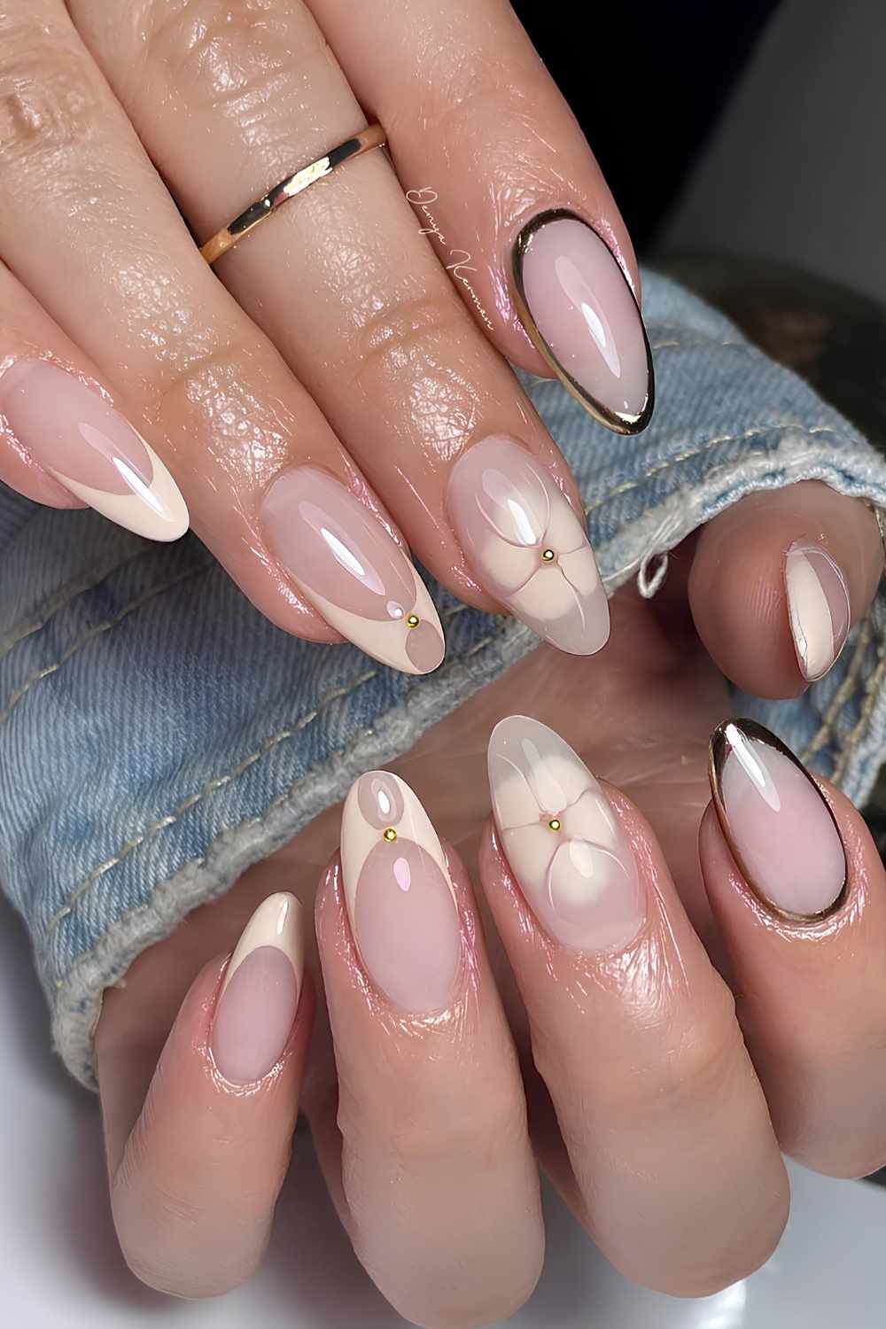 Neutral mix and match nail design