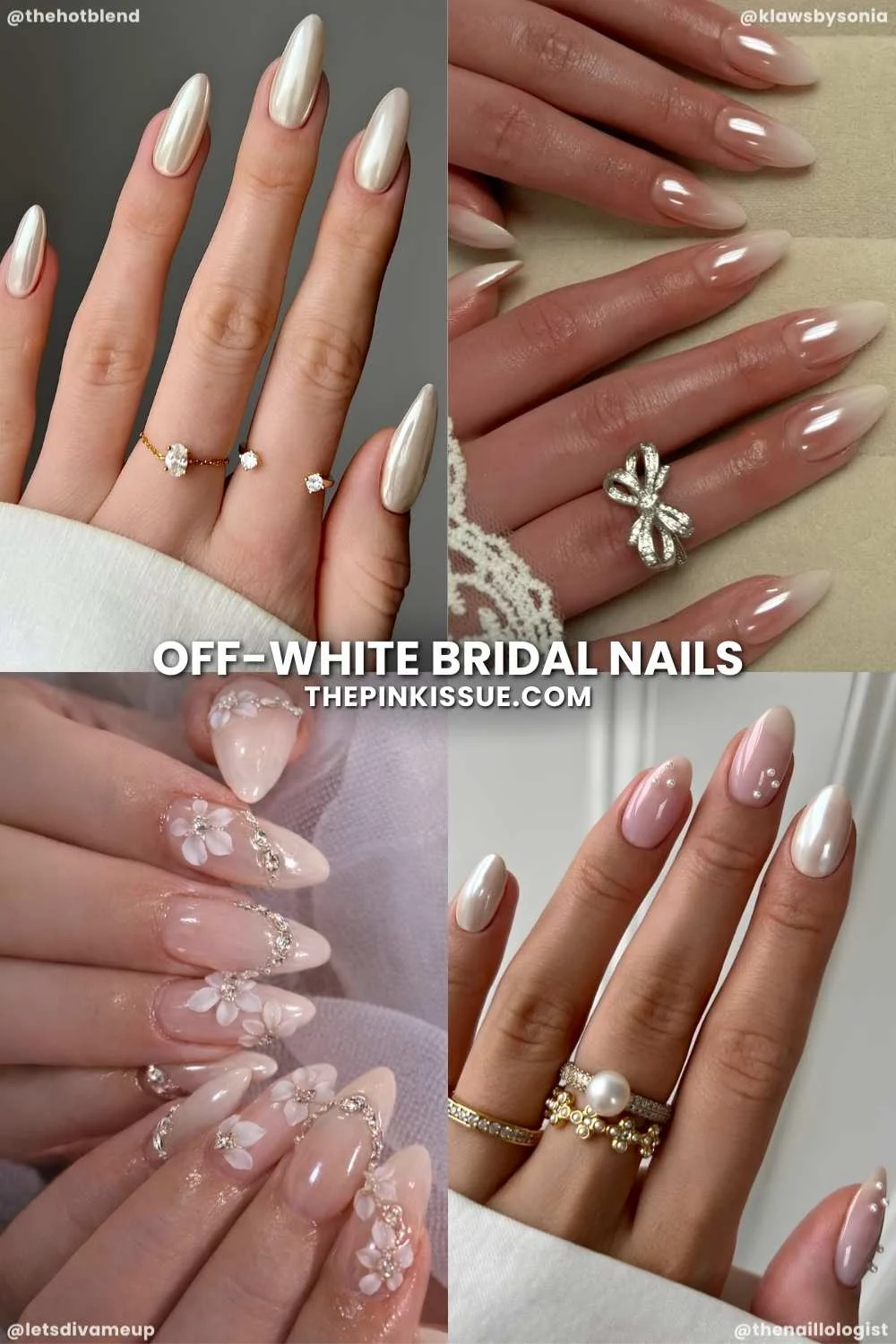 Off white bridal nail designs
