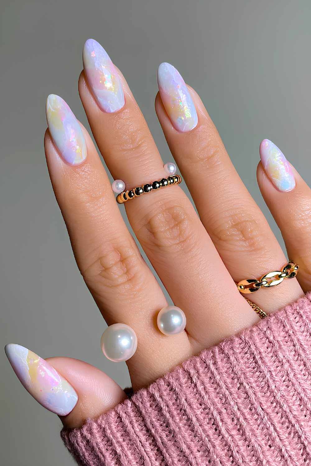 Opal inspired marble nail set